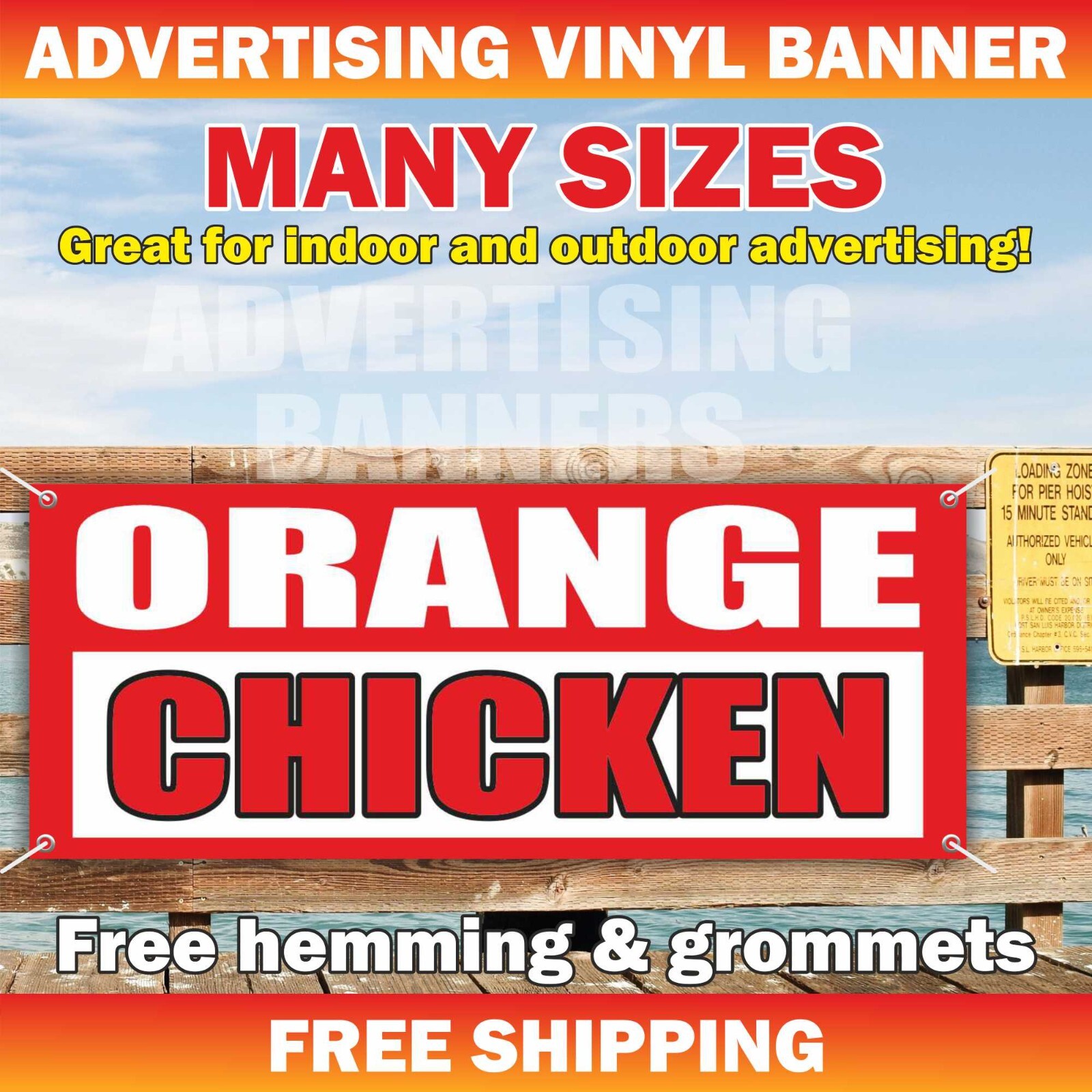 ORANGE CHICKEN Advertising Banner Vinyl Mesh Sign CHINESE FOOD bar buffet
