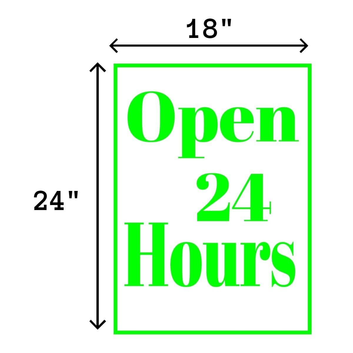 Open 24 Hours Retail Window Display Paper Signs | Pack of 6 | 18&Prime;w x 24&Prime;h