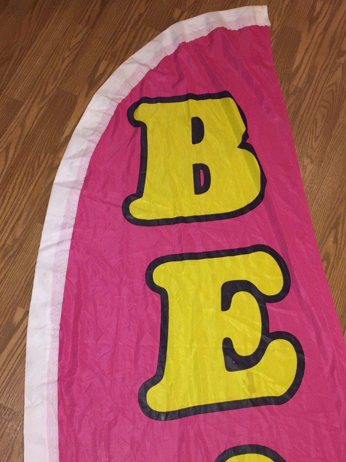 Huge Beauty Salon Banner Only 11 ft x 2 1/2 ft Pink Yellow White Nylon Vertical