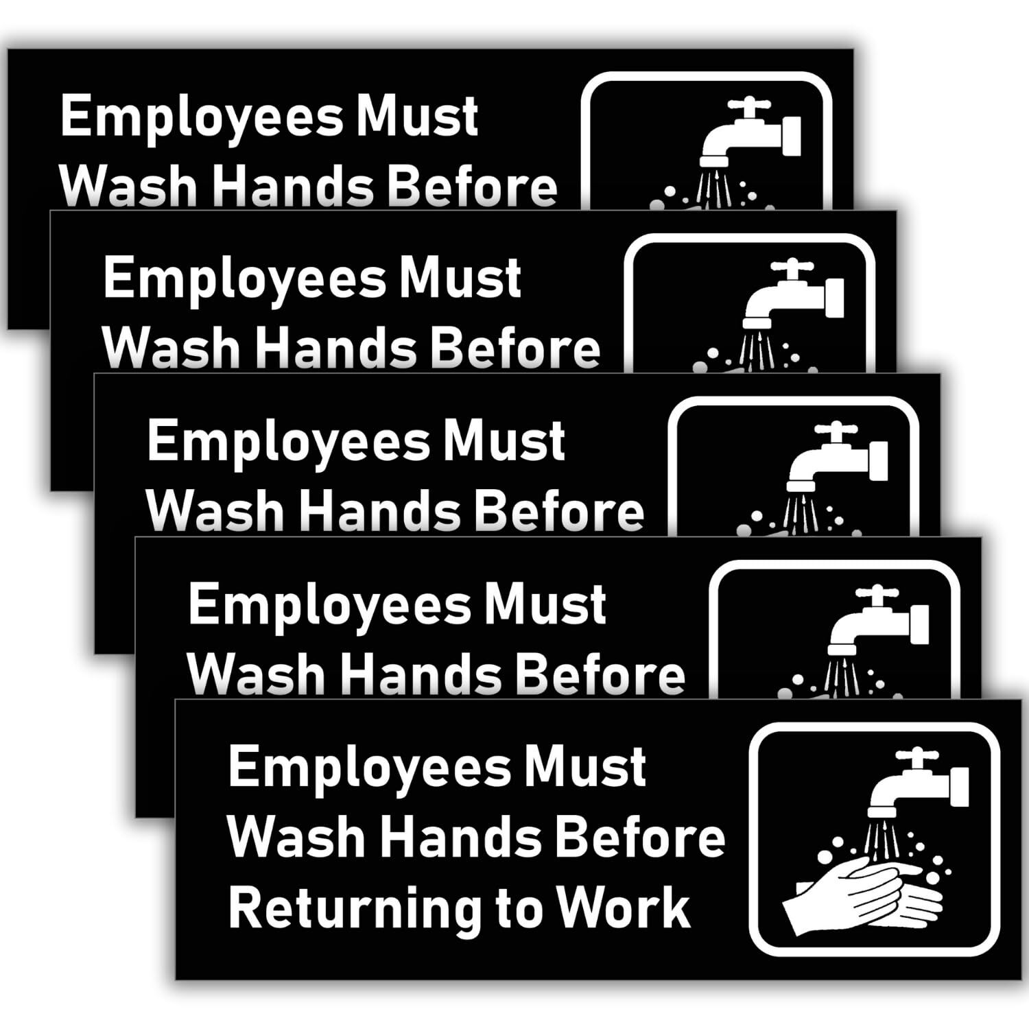 5 Pack Employees Must Wash Hands Before Returning to Work Sign 9 x 3 Inches 1…