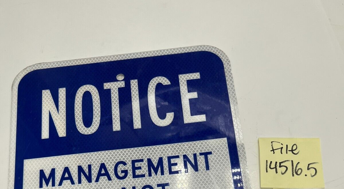 SmartSign Notice Management Is Not Responsible for Theft Sign 12&Prime;x18&Prime; 2KVY