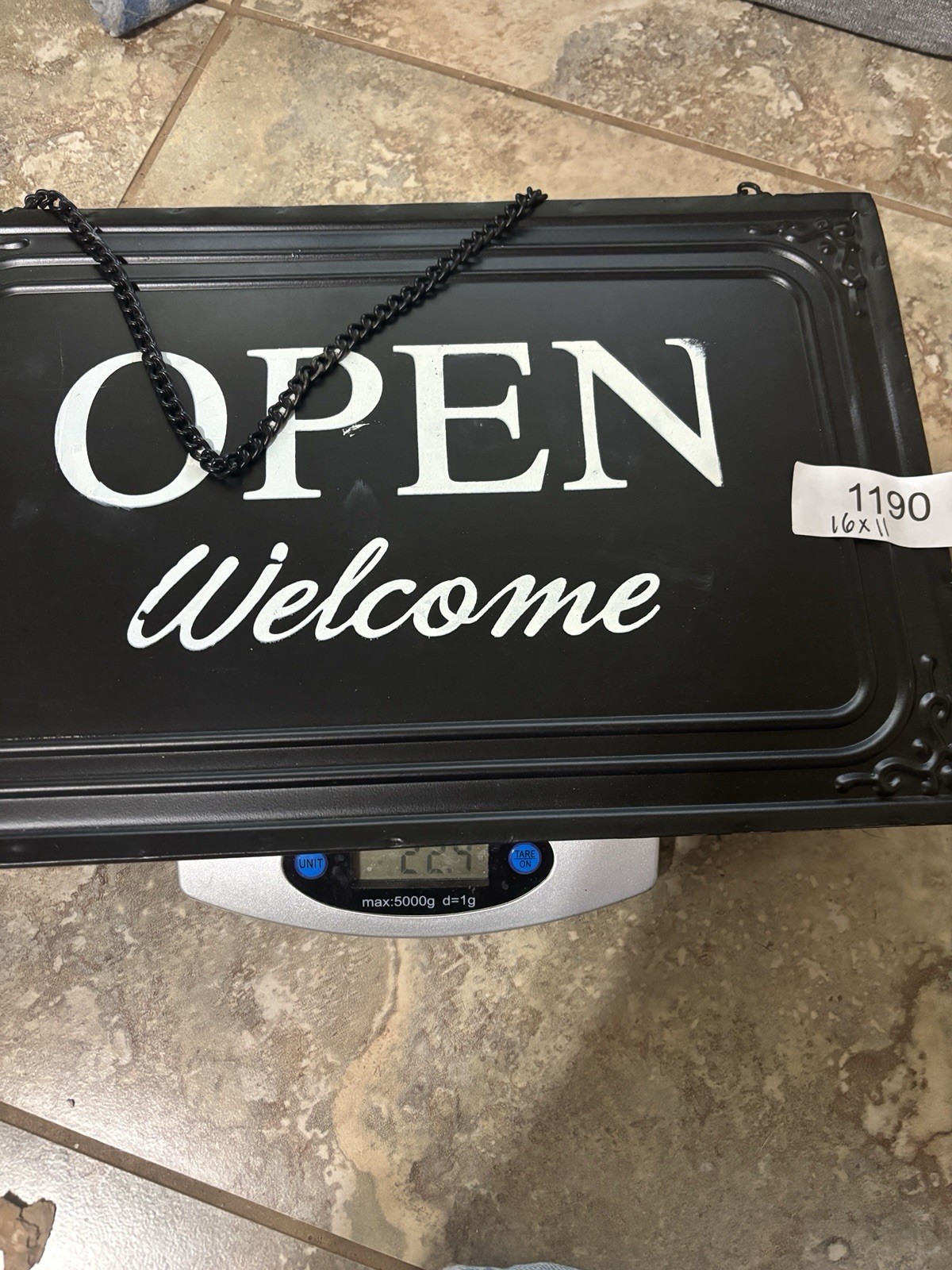 Double Sided Metal Open Closed Sign w/Hanging Chain for Business Retail