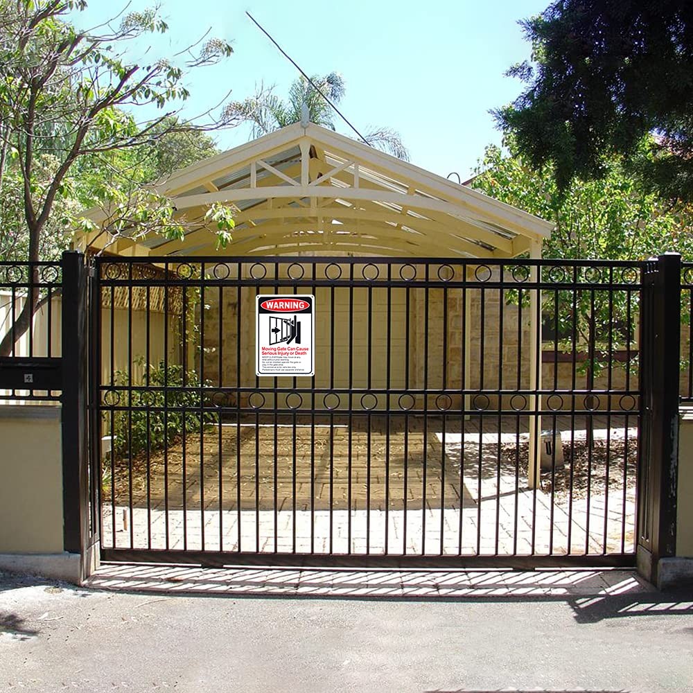 2-Pack Moving Gate Sign – Can Cause Serious Injury or Death, Aluminum Reflective
