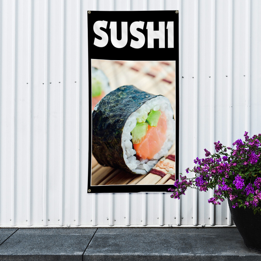 Vertical Vinyl Banner Multiple Sizes Sushi Food and Drink Restaurant and Food