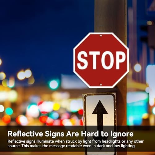 Stop sign, 12 x 12 inch octagonal high strength aluminum reflective panel, water