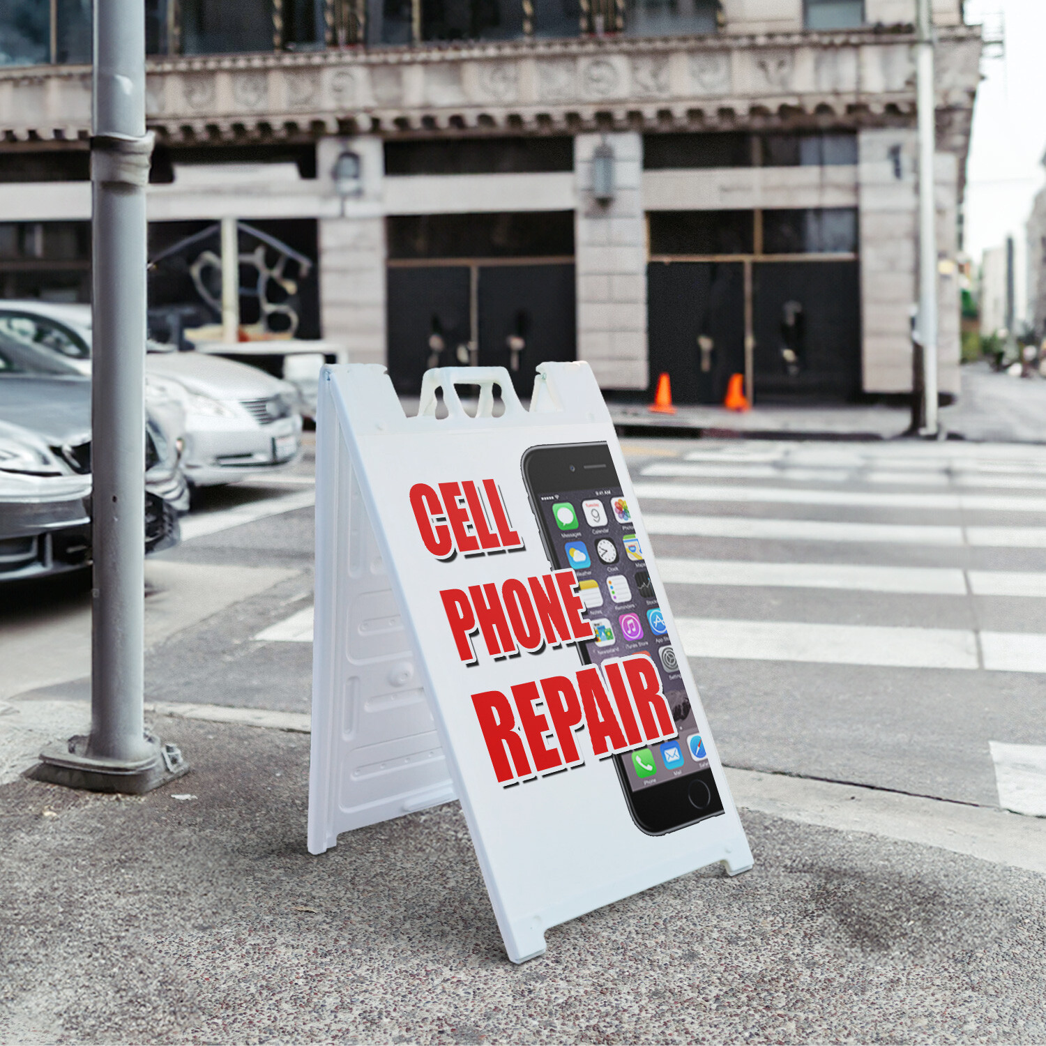 A-frame Sidewalk Cell Phone Repair 24&Prime; x 36&Prime; Double Sided A-Frame Sidewalk Sign