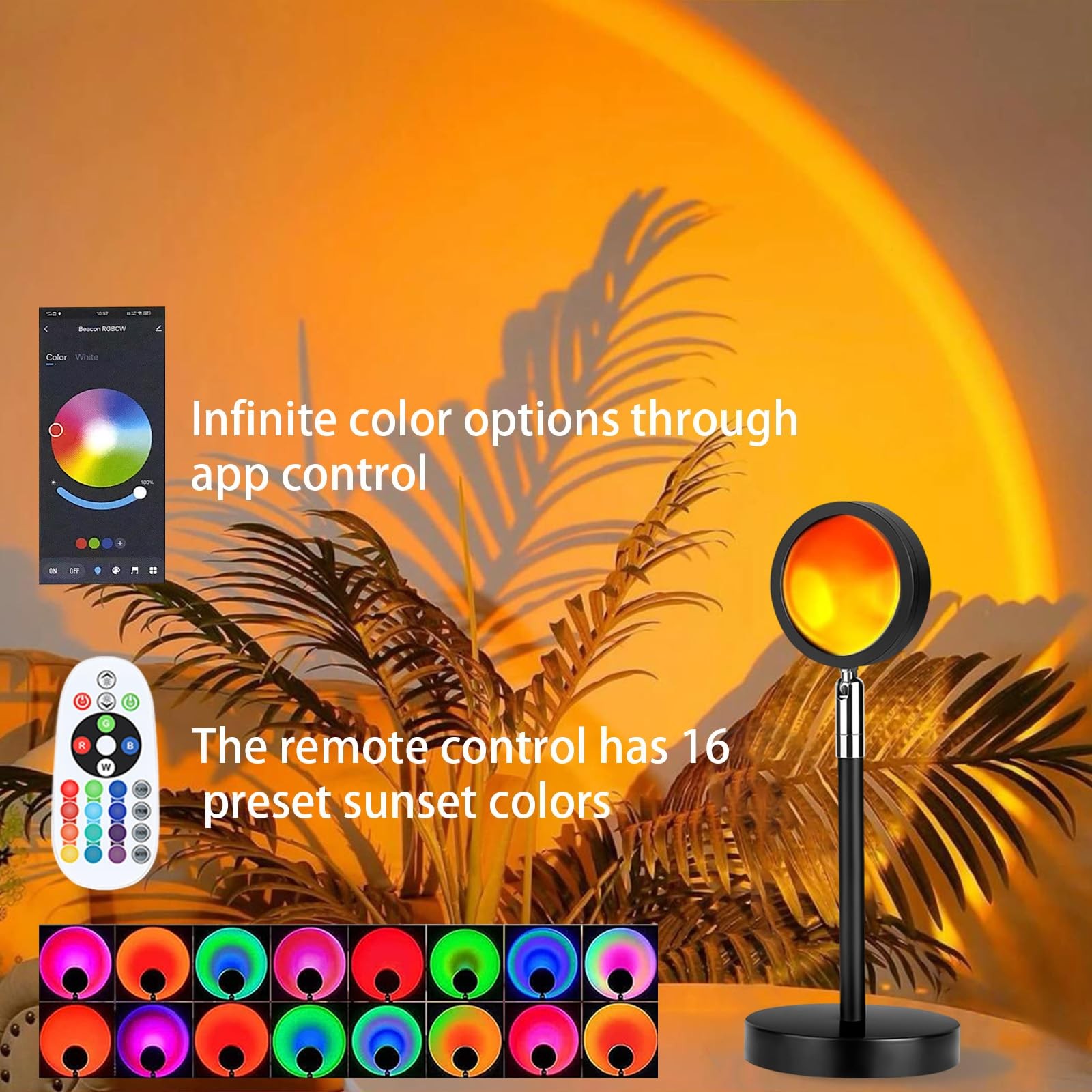 Spacenight Sunset Lamp Projector 10.63 X 3.94 X Inches, Remote & APP