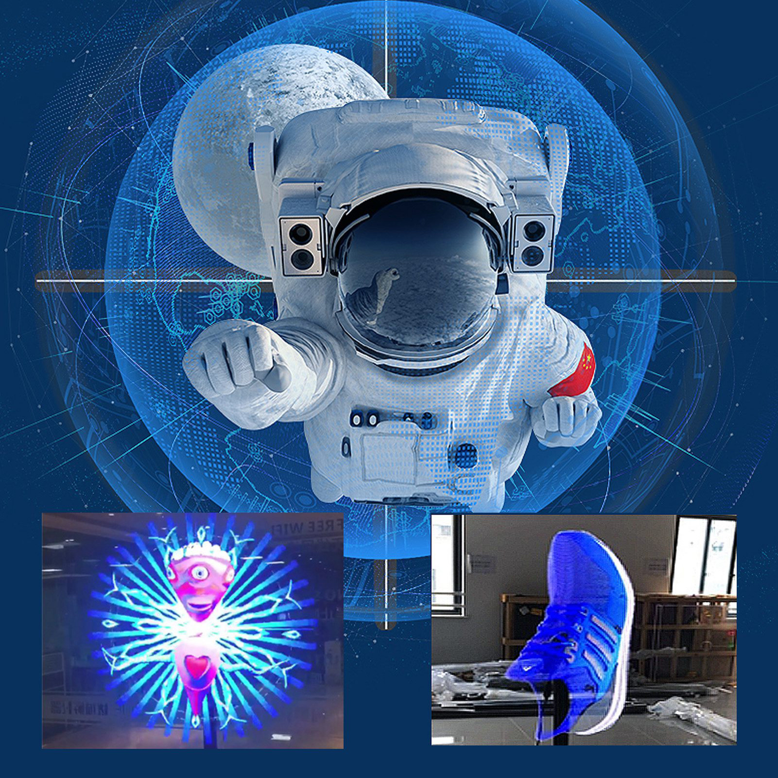 3D Hologram Fan Player 700rpm/Min 768pcs Lamp Beads Ad Display