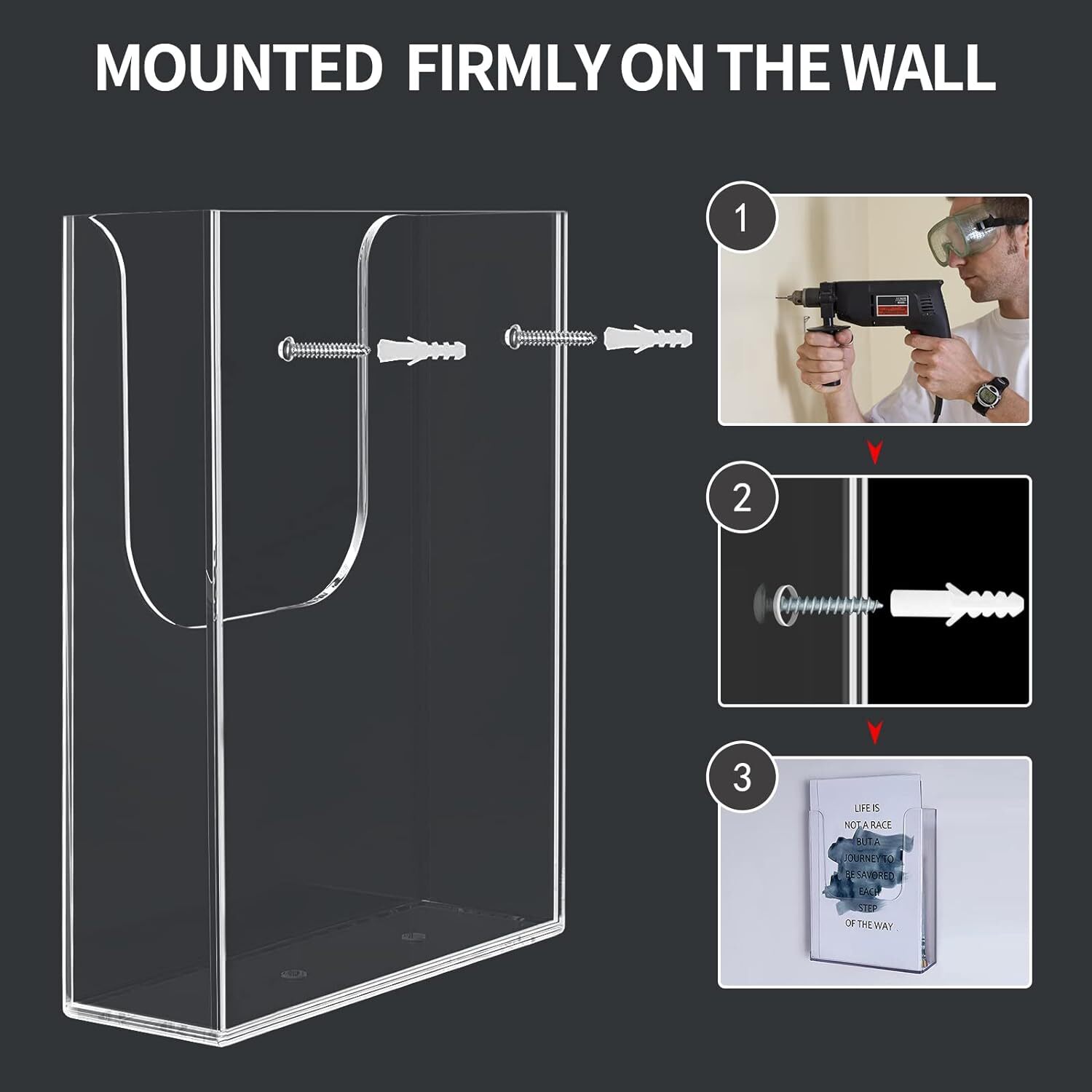Brochure Holder Wall Mount ,6 x 9 Inches Acrylic clear