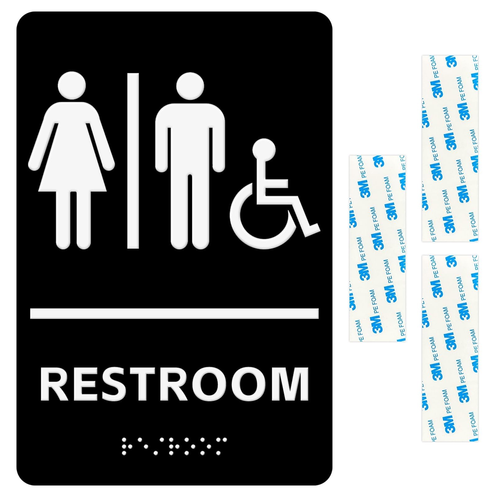 Esmorah ADA Braille Unisex Restroom Sign for Business 9” X6”, All Ge