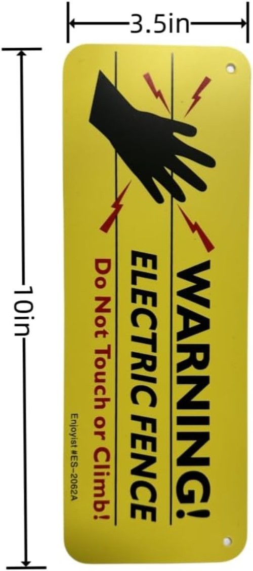 Electric Fence Sign 4-Pack, 10&Prime;x 3.5&Prime; Plastic, Waterproof