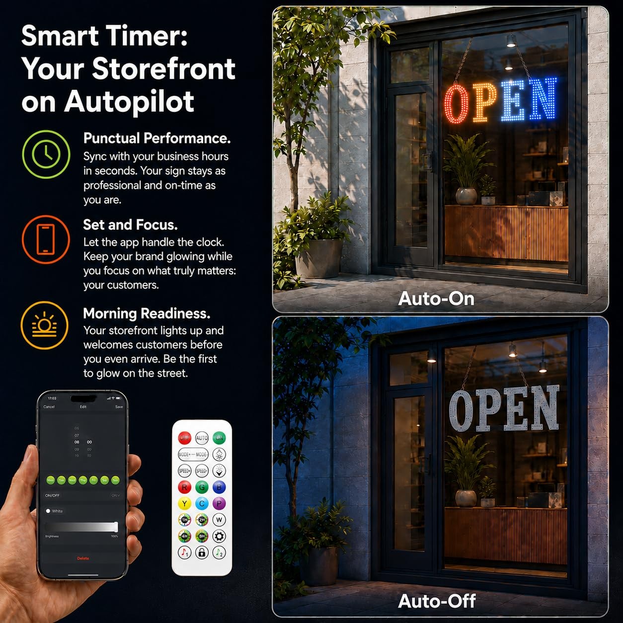 Lemonrole 36X12 Led Open Sign For App Control Timer Custom Visibility For