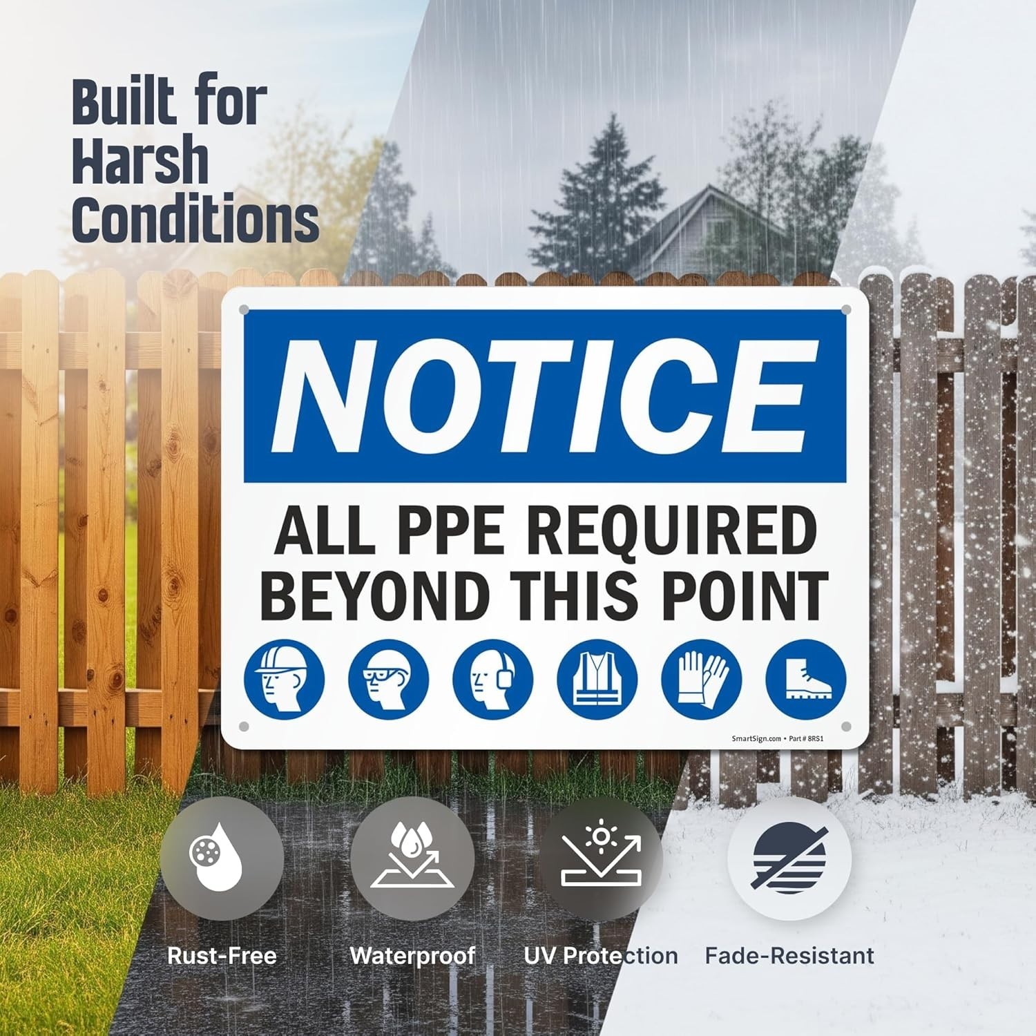10×14 Inch PPE Required Sign – Heavy-Duty Aluminum for Safety Compliance