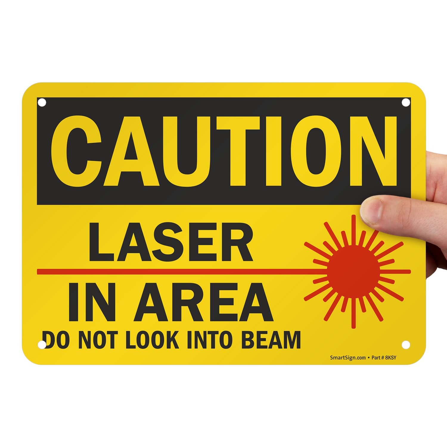 7×10 Inch Aluminum Caution Laser In Area Do Not Look Sign Black Red On Yellow