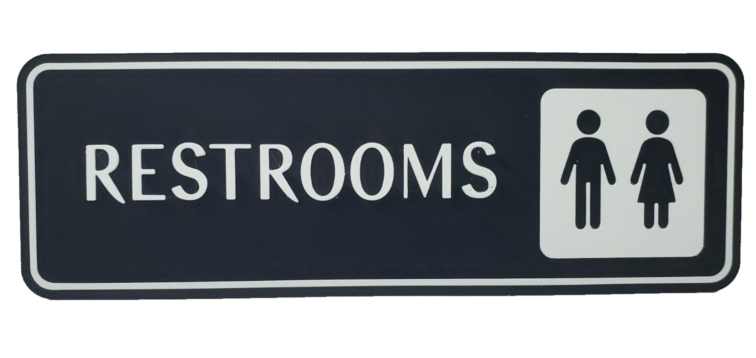 3D Printed Navigation Restrooms Sign 9×3 Inc