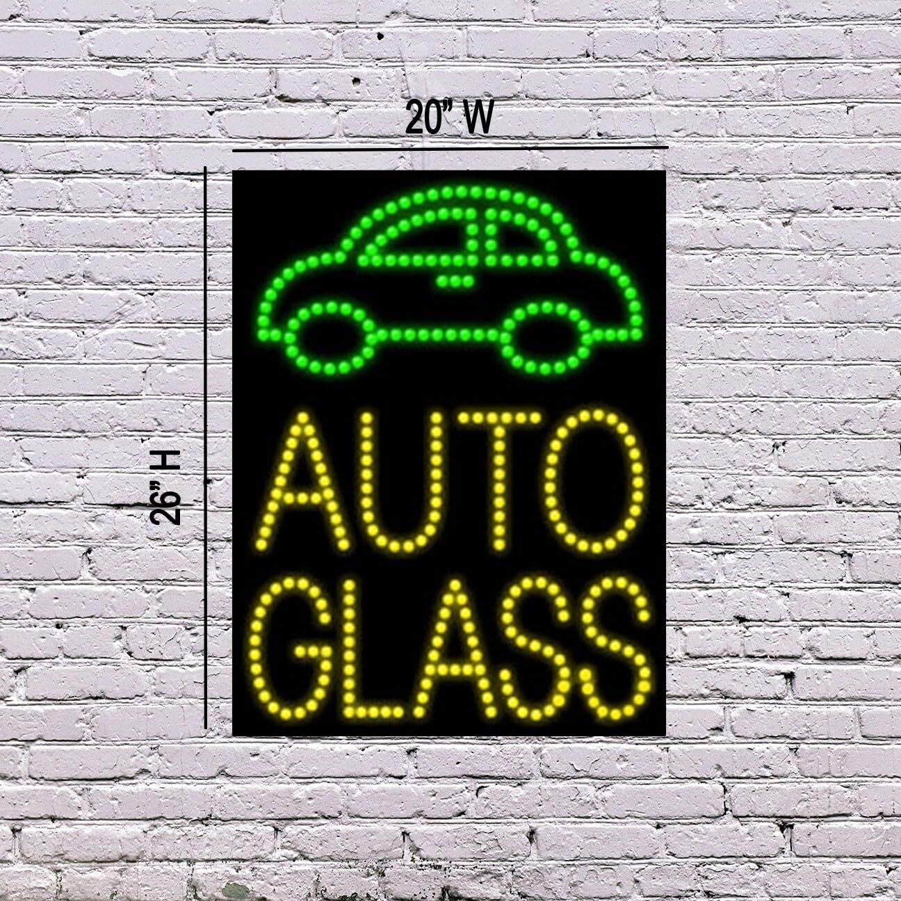 LED Auto Glass Sign | Light Up Sign | 26&Prime;H x 20&Prime;W x 2&Prime;D