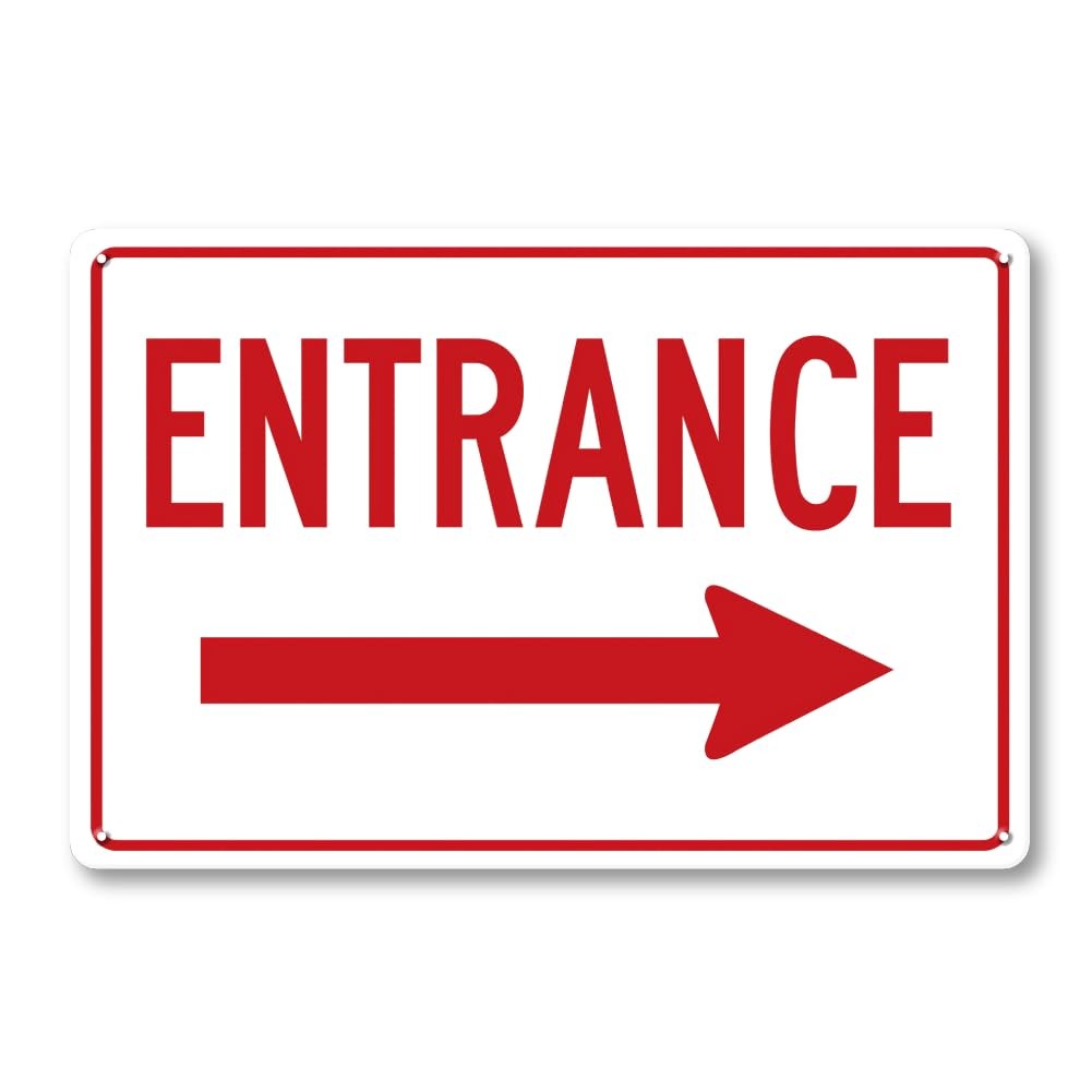 Entrance Sign With Right Arrow – 12 x 8 inch Metal Sign for Business, Office,…