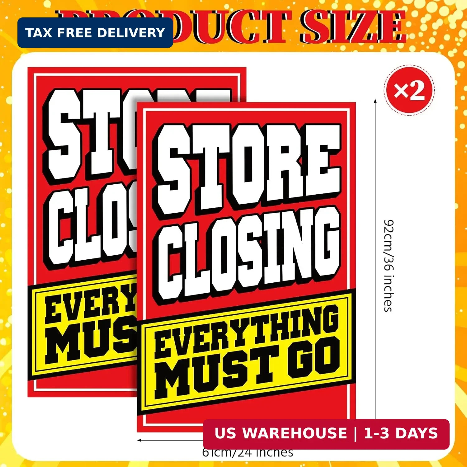 2 Pcs Store Closing Sign Poster Everything Must Go Advertising Banner Going Out