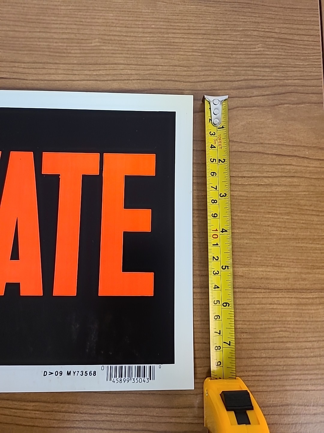 Private Sign 8” x 12&Prime; Cole Co., White Black Orange Paper