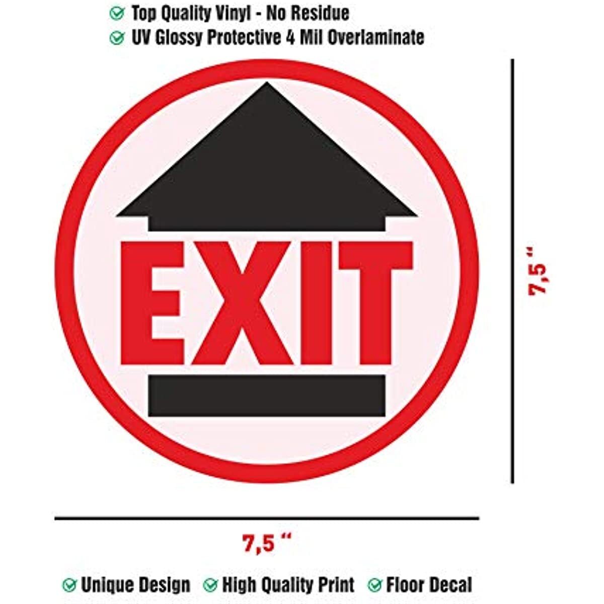 Exit Sign 10Pack 7.5&Prime; Round Social distancing Sign Social distancing Floor Decal