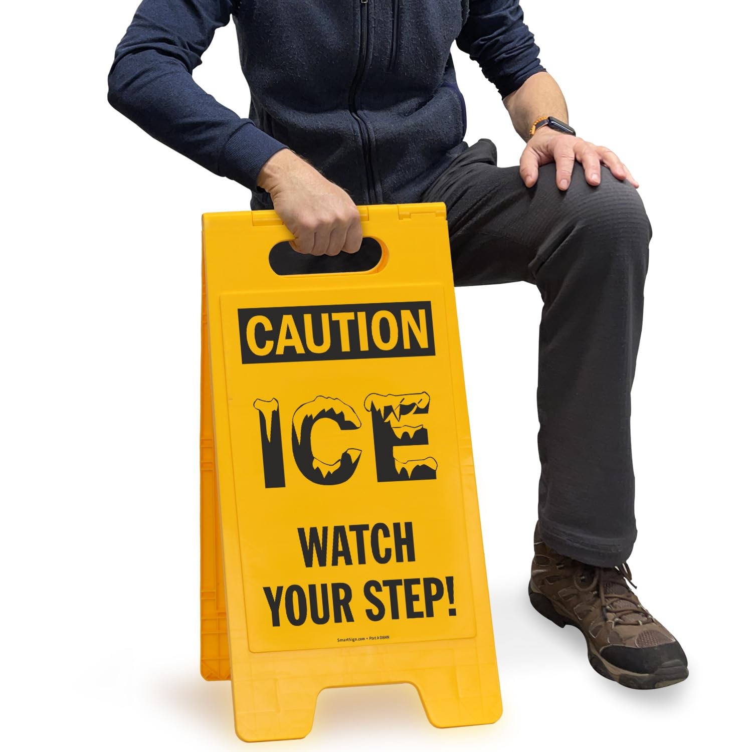 1 PCS 25×12 Inch Plastic Caution Ice Watch Your Step Folding Floor Signage
