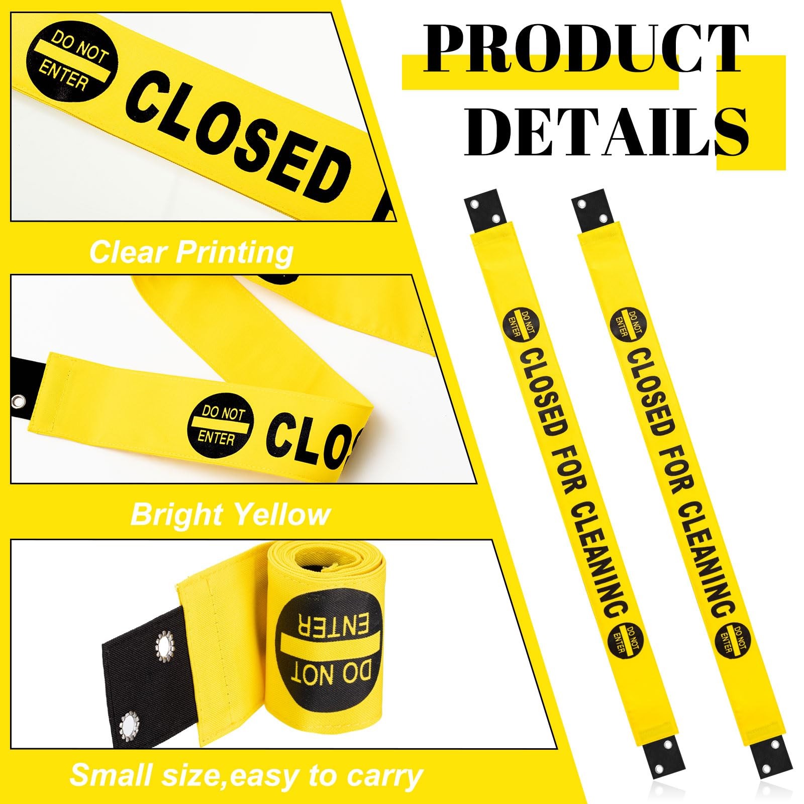 Barydat 2 Pcs Restroom Closed for Cleaning Sign with Magnetic Ends Nylon