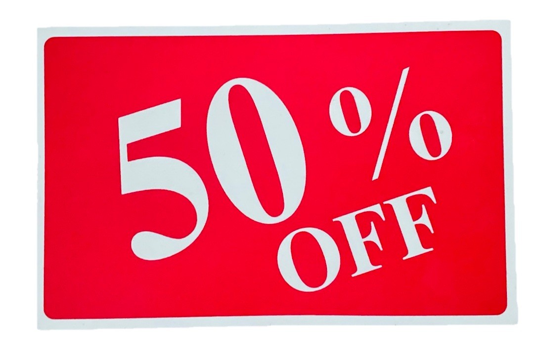 Lot/4 50% Off Plastic Store Message Advertising Sale Sign