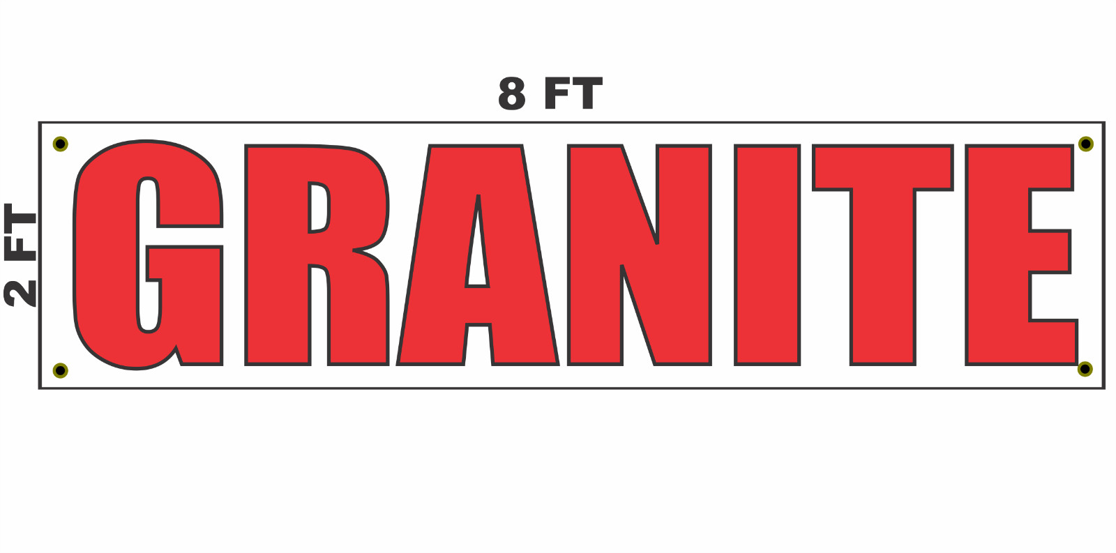 GRANITE Banner Sign 2×8 for Business Shop Building Store Front yard Countertops