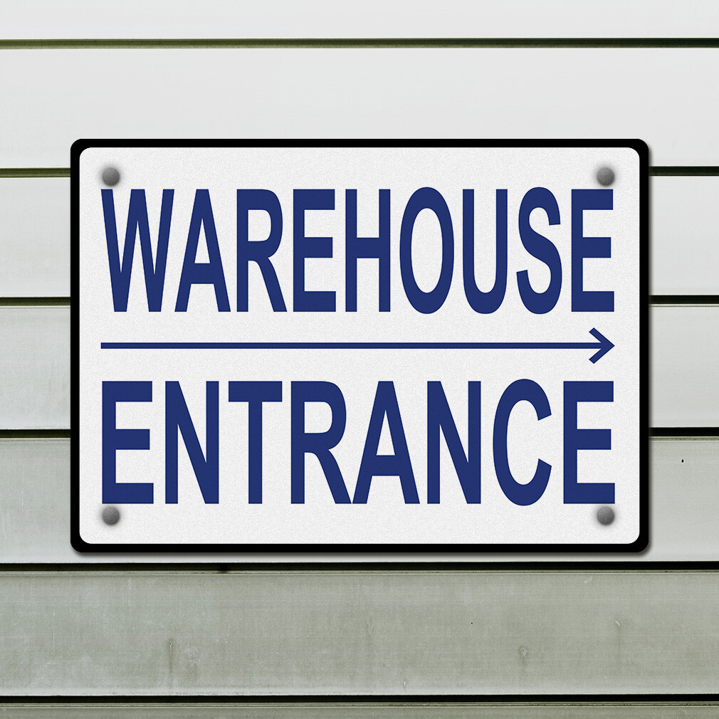Horizontal Metal Sign Right Directional Brushed Aluminum A Warehouse
