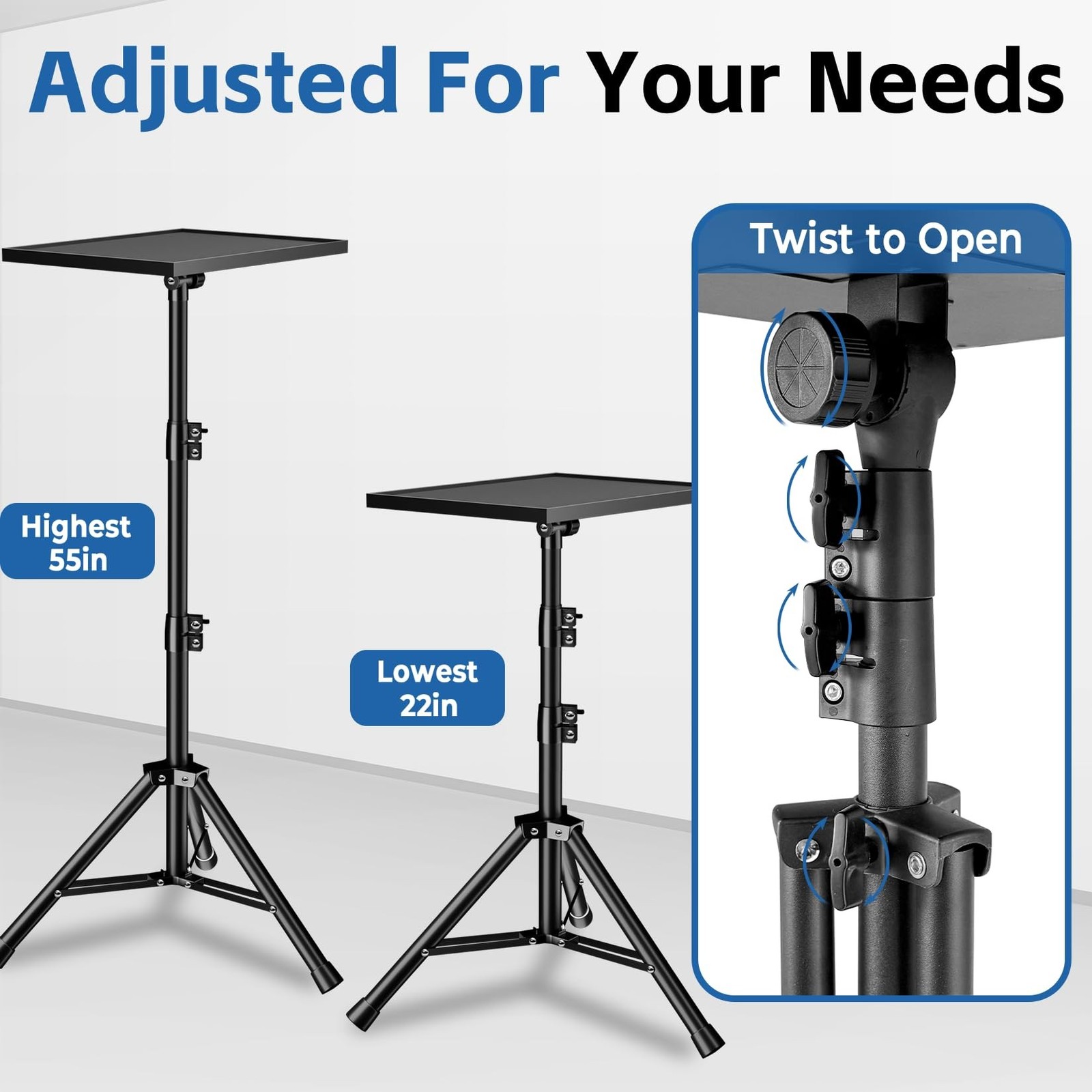 Projector Stand, 33LB Load Bearing & 22-55&Prime; Height Adjustable, for Projector/…
