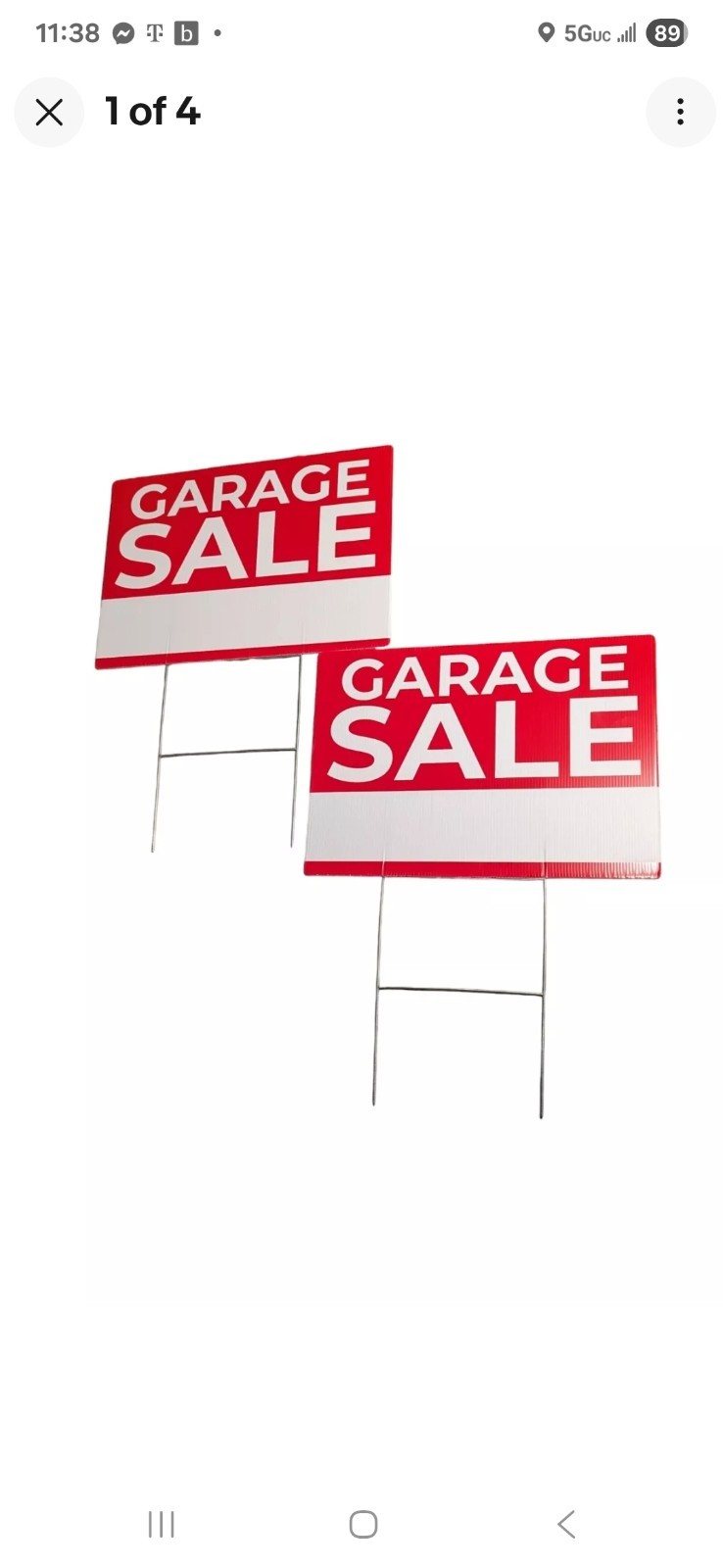 2 Pack Garage Sale Signs 17&Prime;x12&Prime; Weather Resistant Plastic With 16&Prime; Stakes New