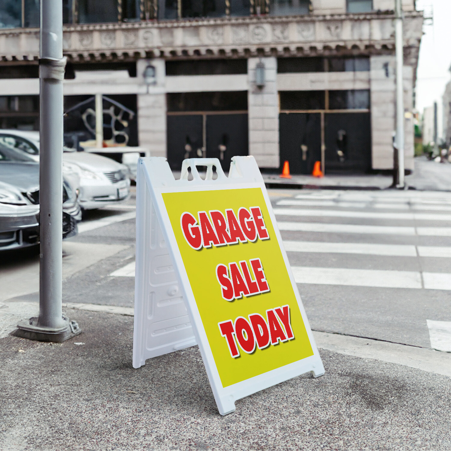 A-frame Sidewalk Garage Sale Today 24&Prime; x 36&Prime; Double Sided A-Frame Sidewalk Sign