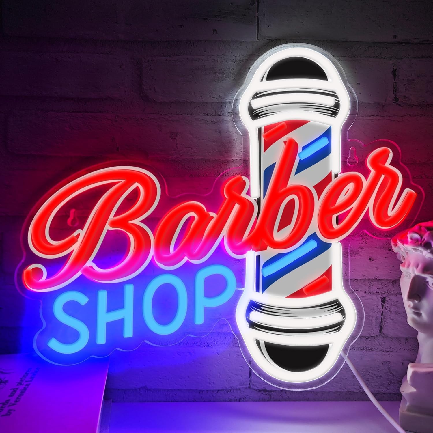 LED Barber Shop Neon Sign 13×11 Inches
