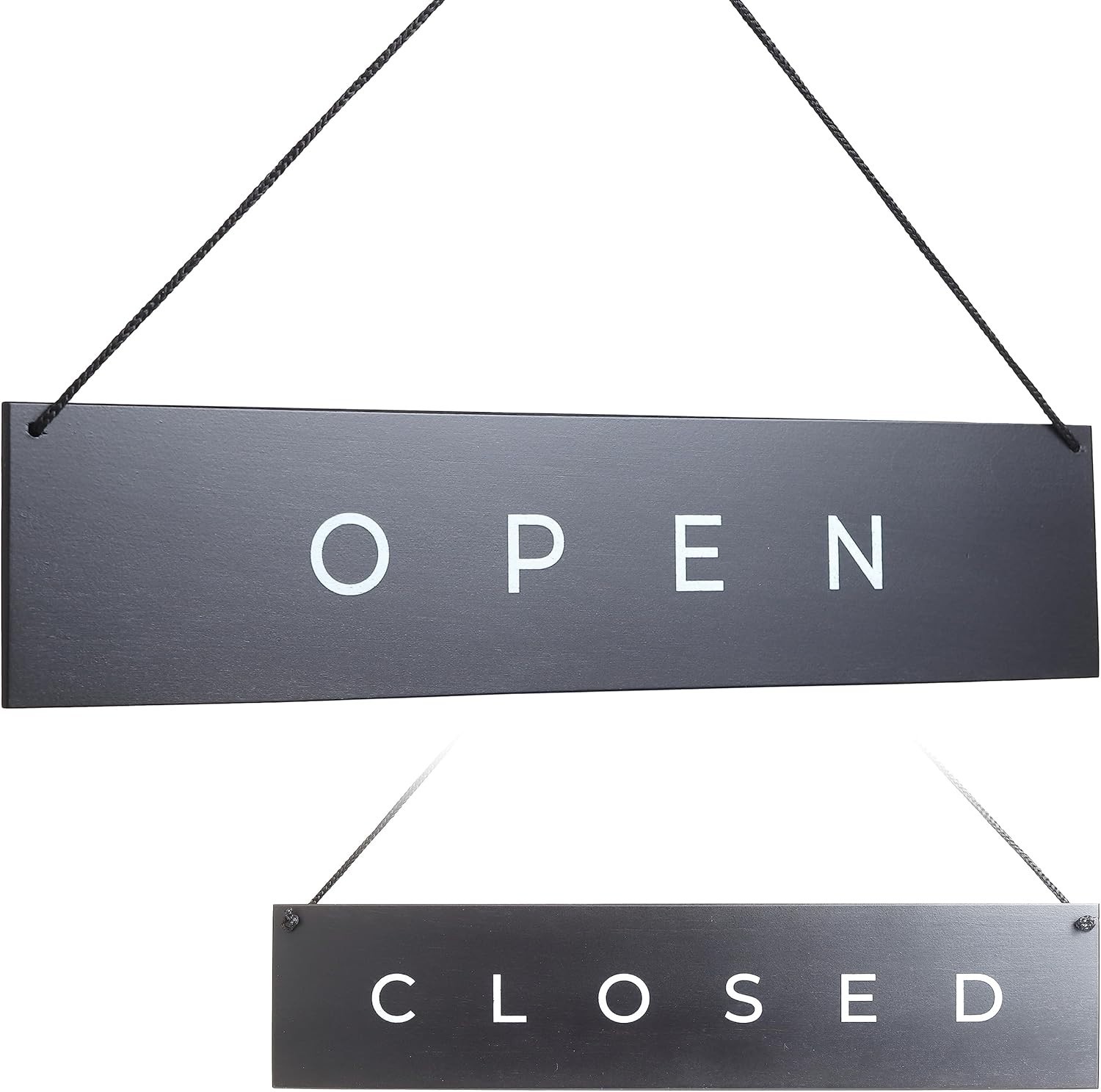 Stylish Black Wooden Open Closed Sign – Double-Sided Design