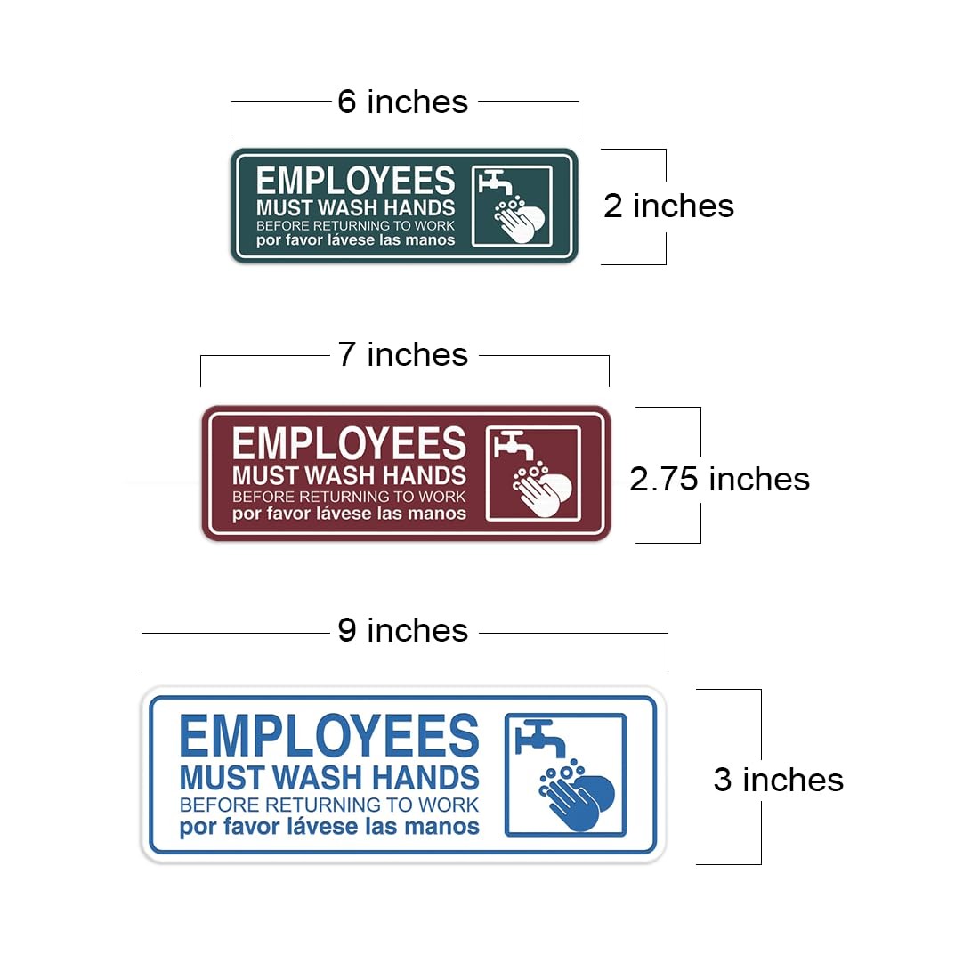 Employees Must Wash Hands Sign Door Wall Mount Restroom Hygiene Black Medium