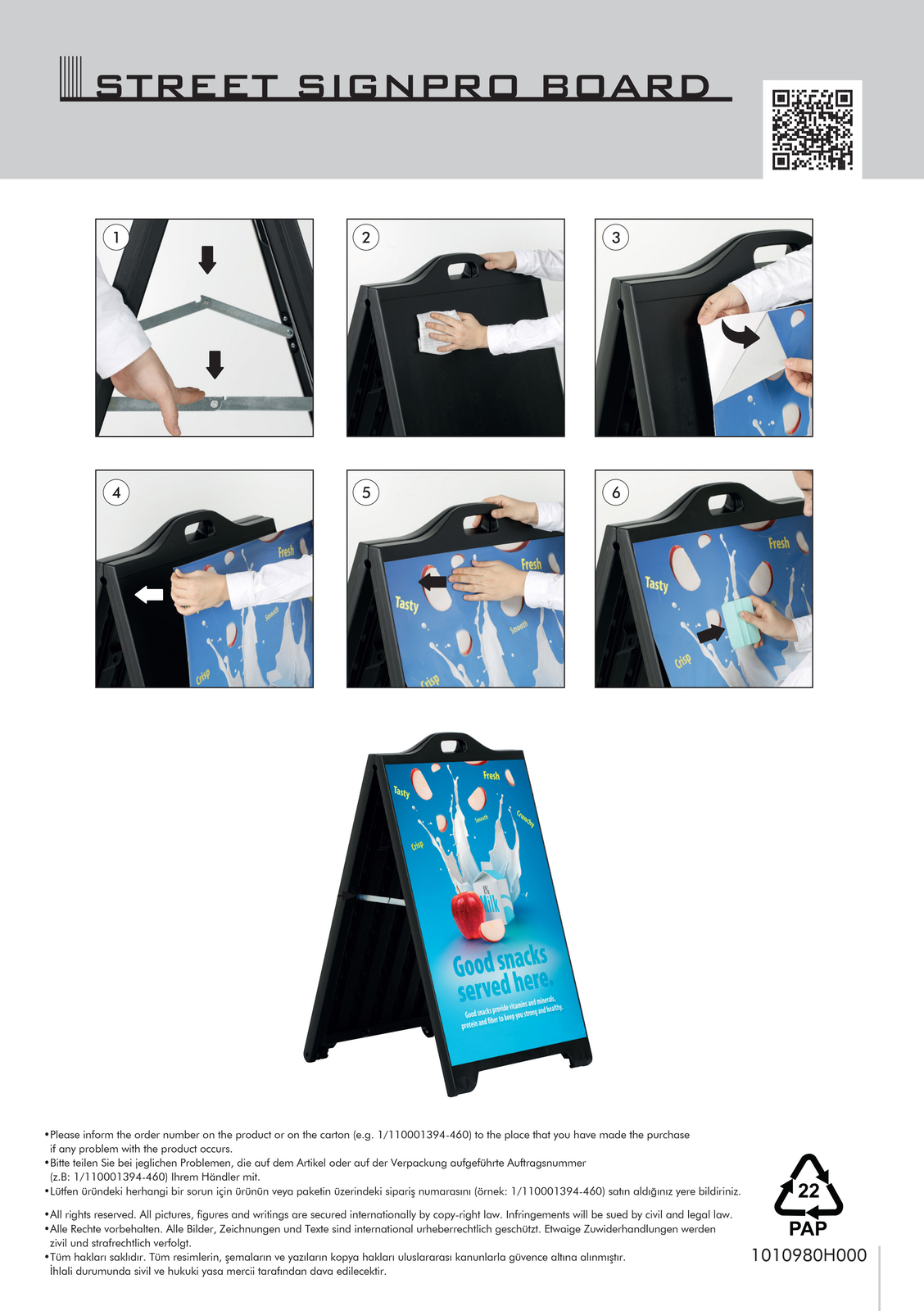 Street Sidewalk Sign A-Frame Folding Portable Double Sided 24×36 White Lot of 2