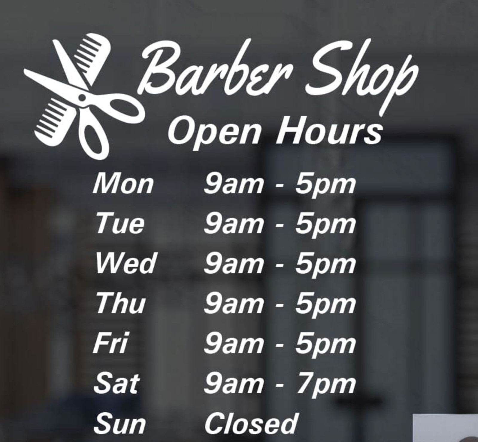 Custom Business Store Hours Sign Decal Sticker 18in wide x 12in tall