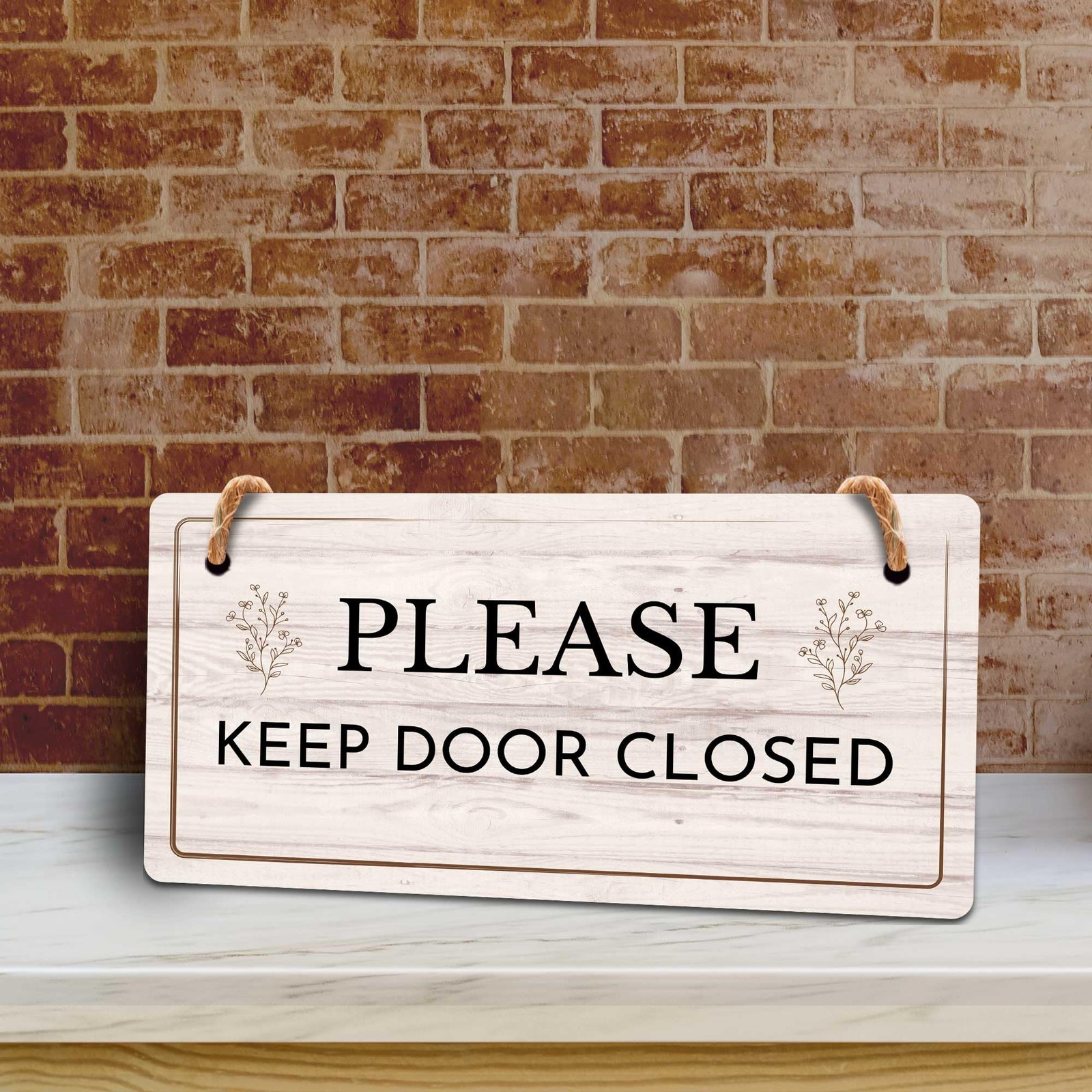 Please Keep Door Closed Rustic Light Wood 5×10 Inch Hanging Sign Decor