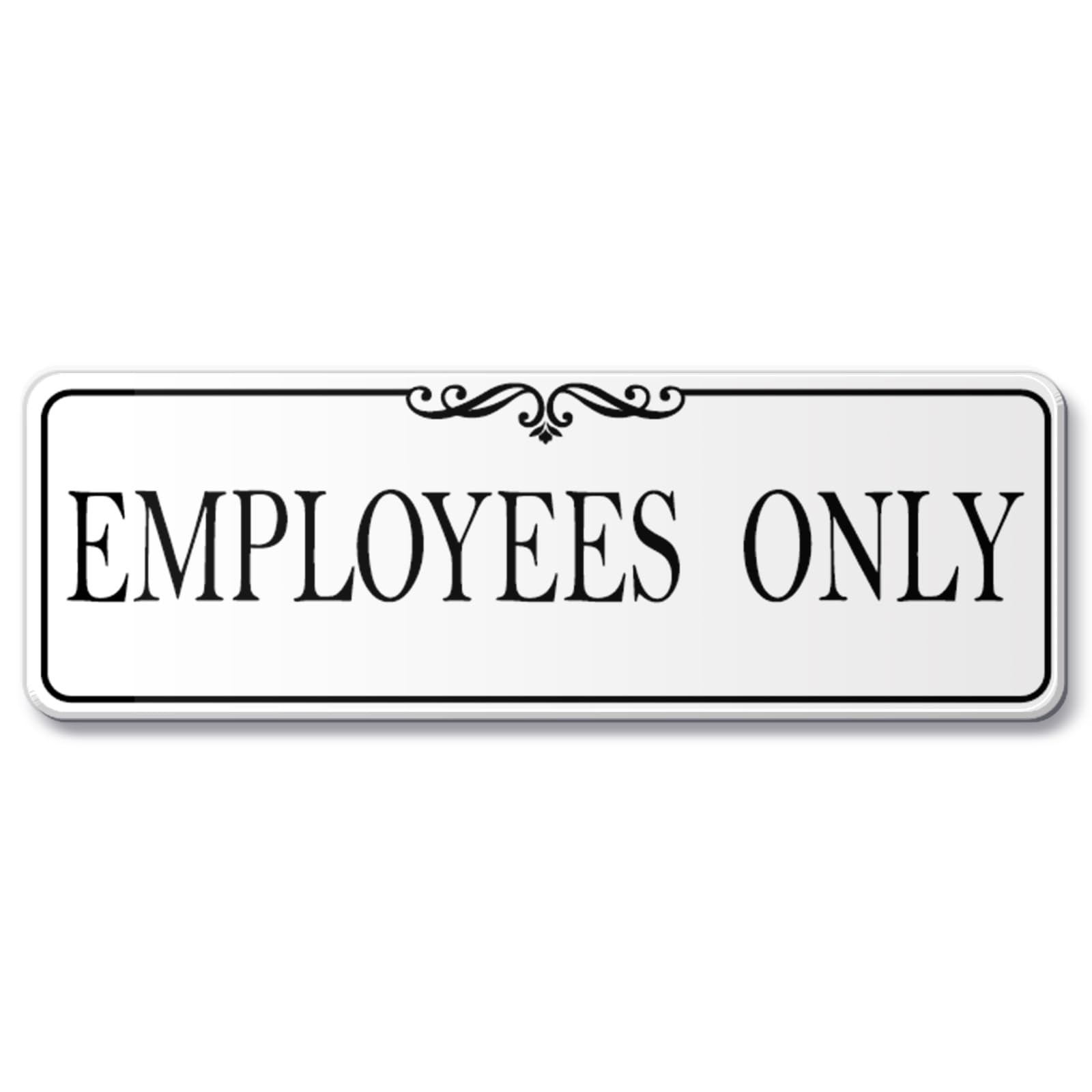 9×3 Inch Employees Only Sign Acrylic Self-stick Door Wall Signage Elegant White
