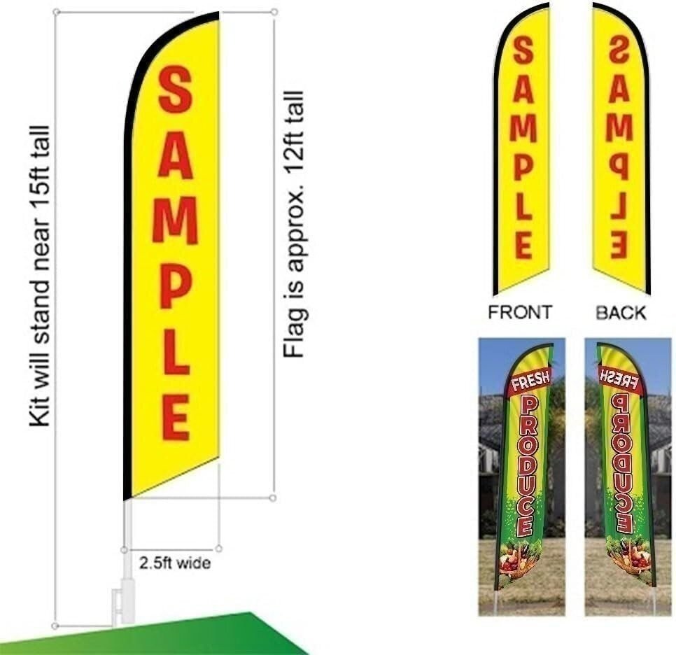 Fresh Produce Feather Banner Swooper Flag – Replacement FLAG ONLY