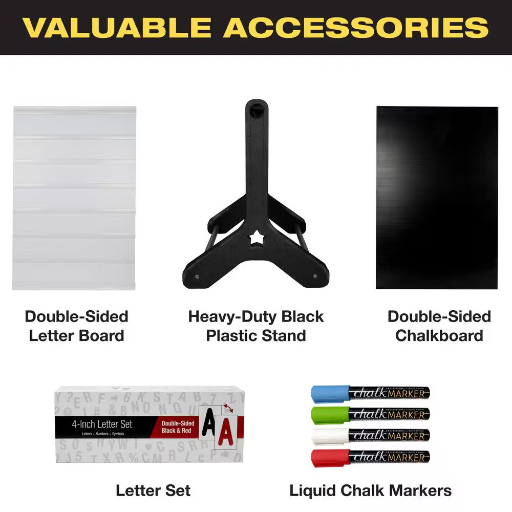 Excello 24 In. X 36 In. Swinging Message Board Sign, Black