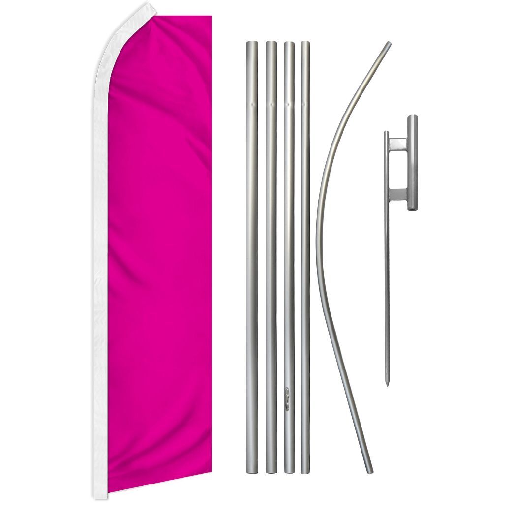 « MAGENTA » Advertising Super Flag & Pole Kit solid color blank pink rose