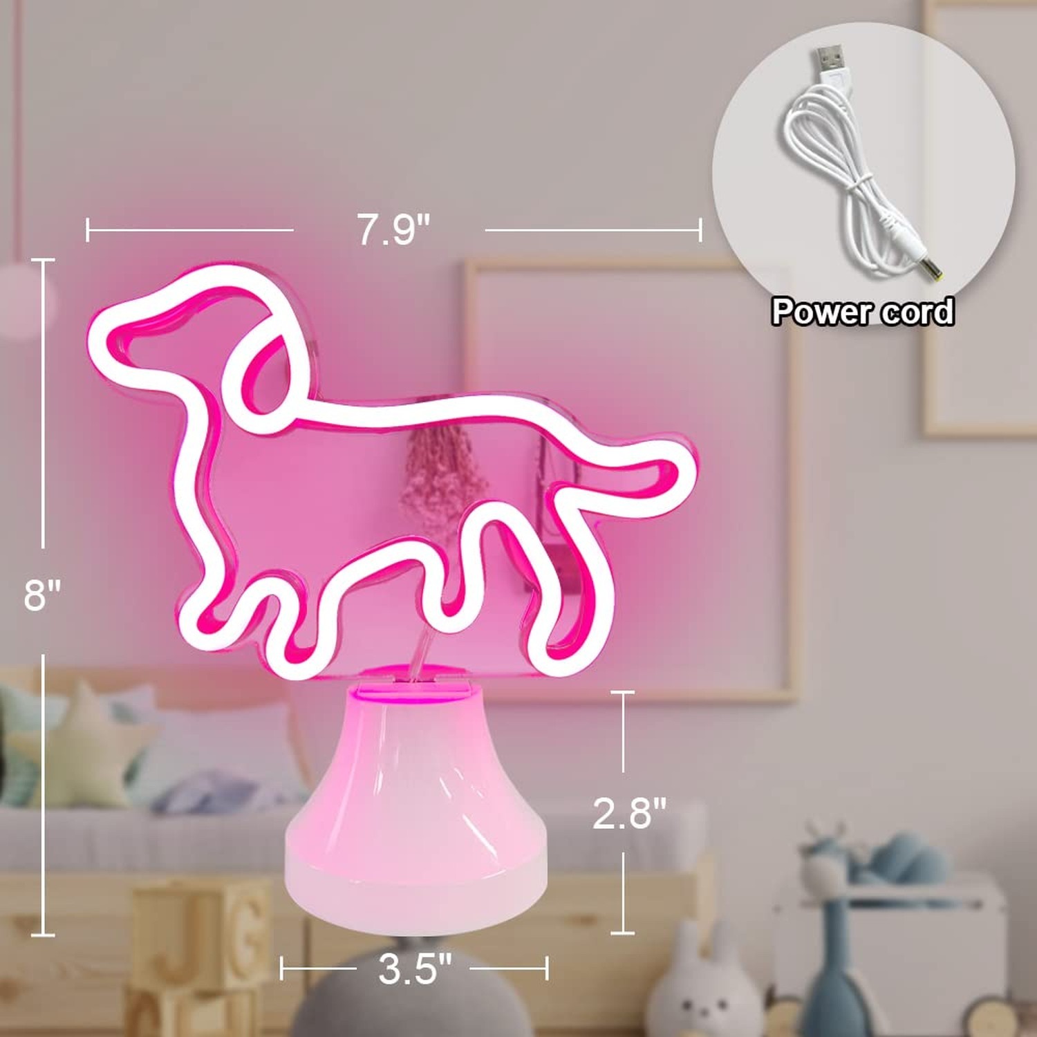 Dog Neon Sign for Room Decor, Neon Mirror Table Light, USB & Battery Operated…