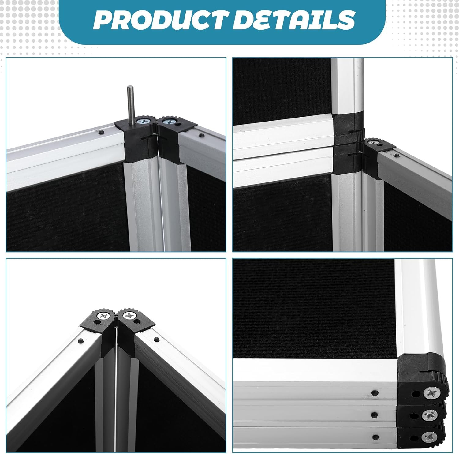 Tri-Fold Trade Show Display Board, 72&Prime;x35&Prime; Black Tabletop Presentation Panel