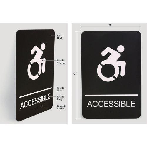 Headline Sign ADA Sign, Accessible, 6 x 9, Black Face, White Graphics
