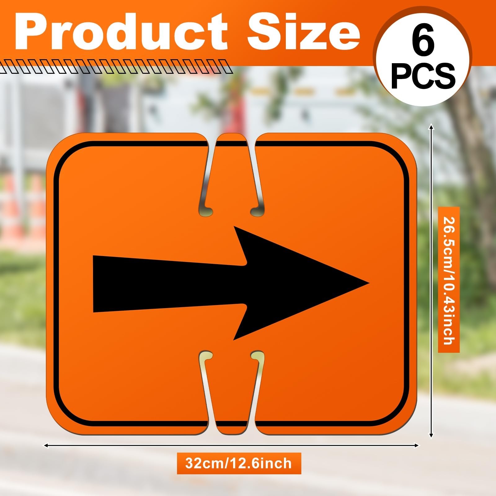 6 Pcs Reversible Traffic Arrow Signs 12.6&Prime;x10.4&Prime; Detour Warning Directional Cone