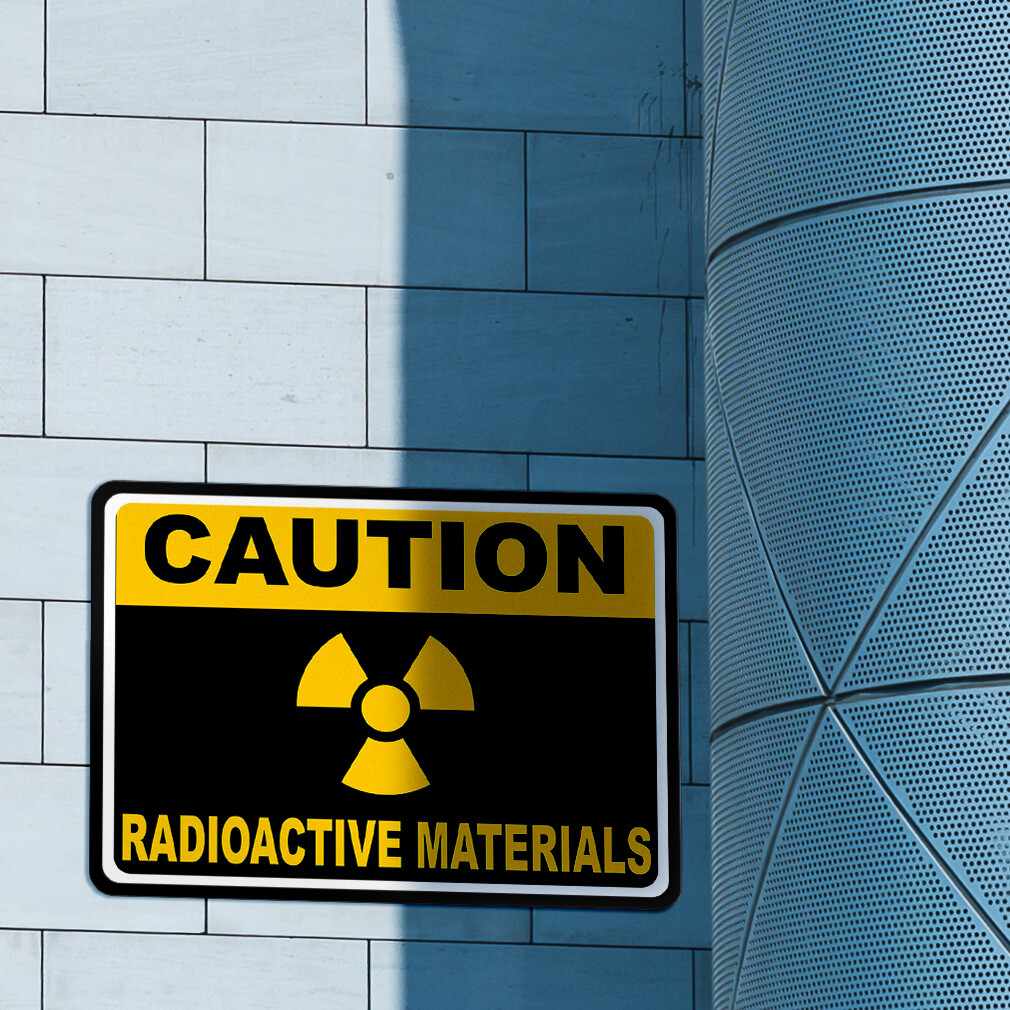 Aluminum Horizontal Metal Sign Caution Radioactive Materials Biohazard