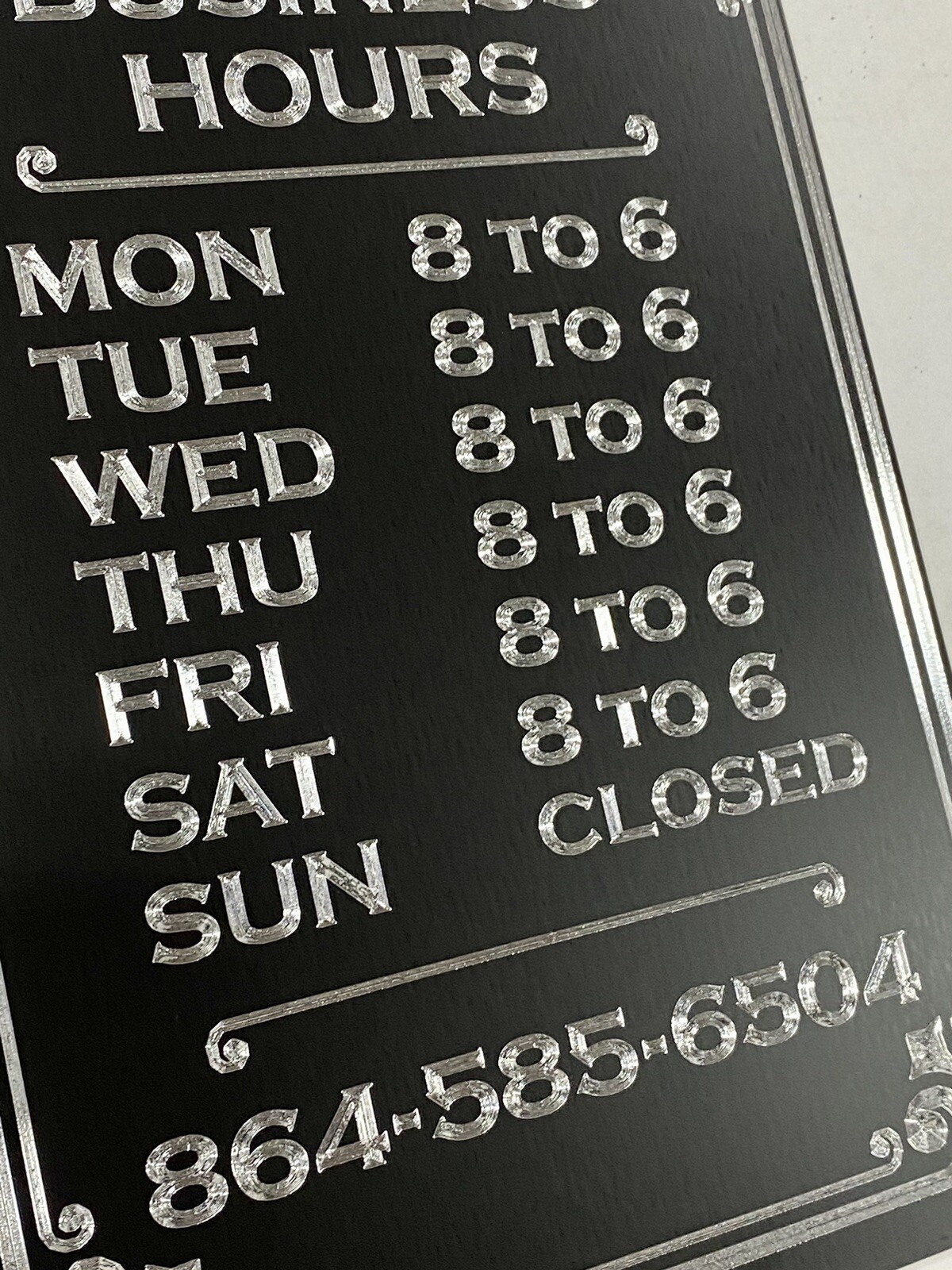 Diamond Etched Custom Business Store Hours 10×7 Aluminum Weatherproof Sign