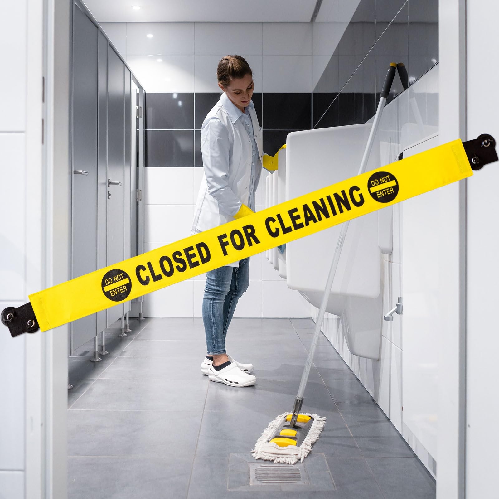 Barydat 2 Pcs Restroom Closed for Cleaning Sign with Magnetic Ends Nylon