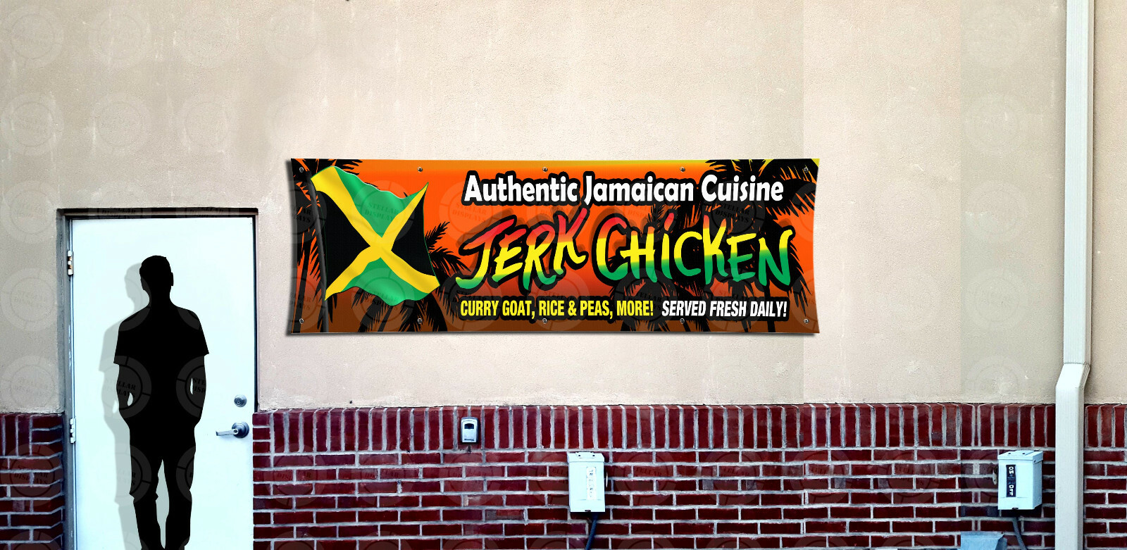 AUTHENTIC JAMAICAN CUISINE Jerk Chicken Open Banner Poster Sign Flag Display NEW